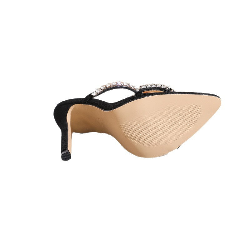 Womens Rhinestone Thin Strap High Heel Sandals