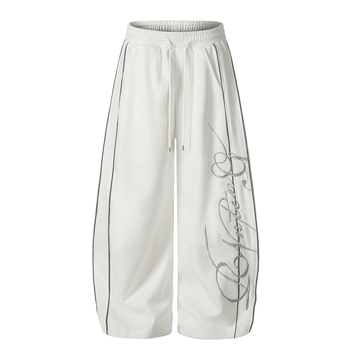 Unisex Letter Embroidery Wide-Leg Street Style Sweatpants