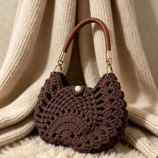 Handwoven Wool Fish Pattern Shoulder Bag