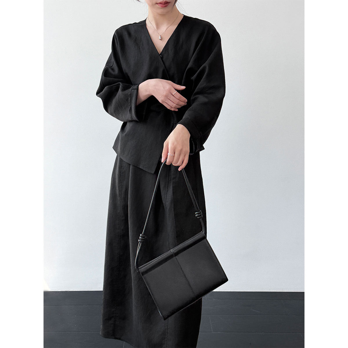 Linnen blouse met ceintuur en rokset voor dames