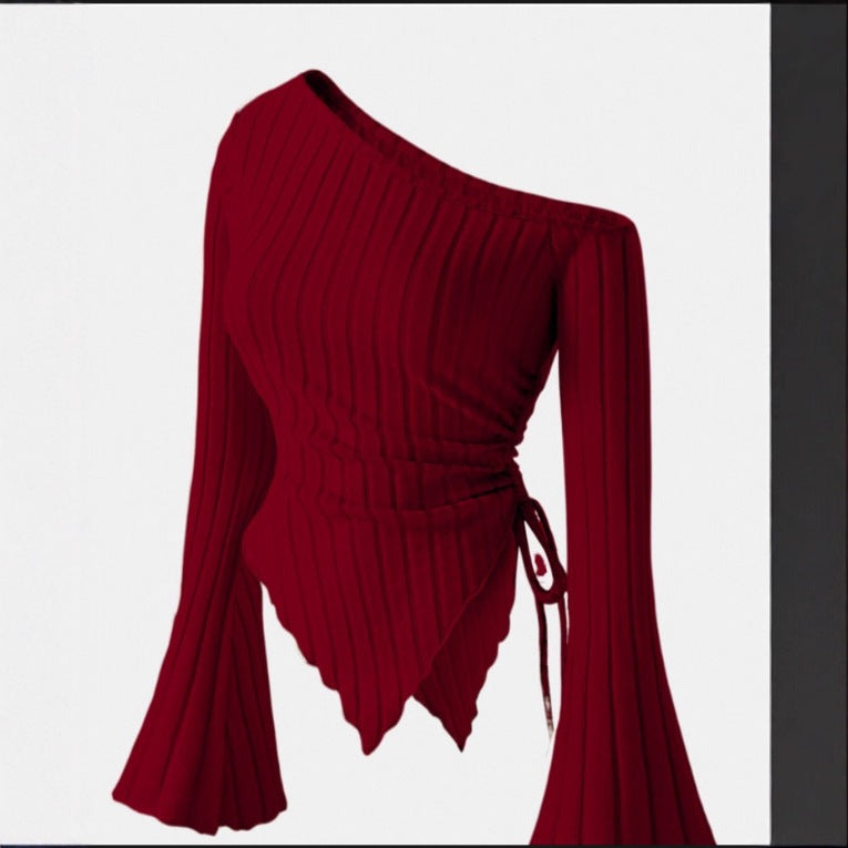 Women's Off-Shoulder Bell Sleeve Knit Top