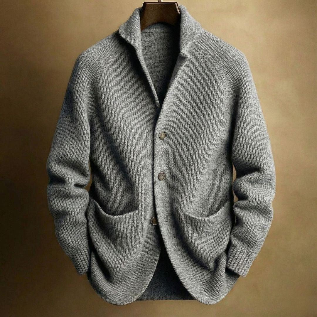 Gentleman's Knitted Three-Button Notch Lapel Cardigan