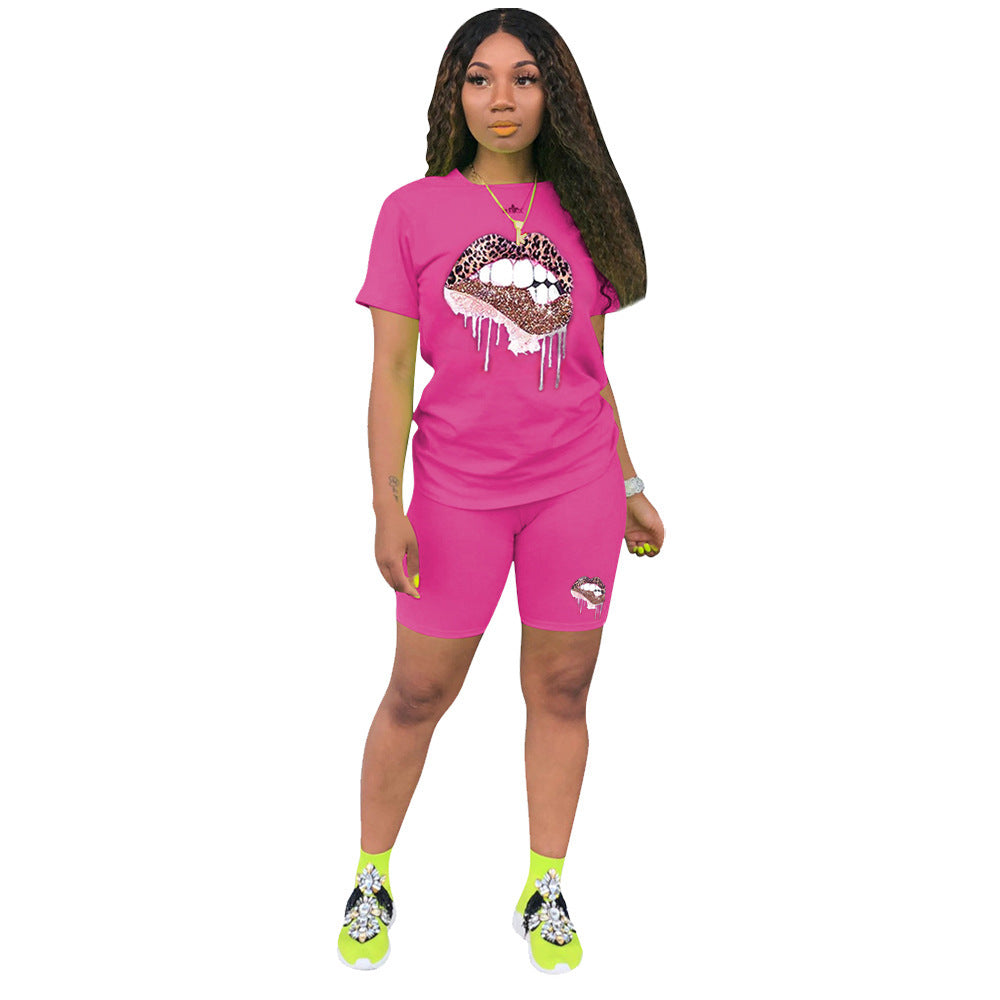 Luipaardprint Lippen Tweedelig pak