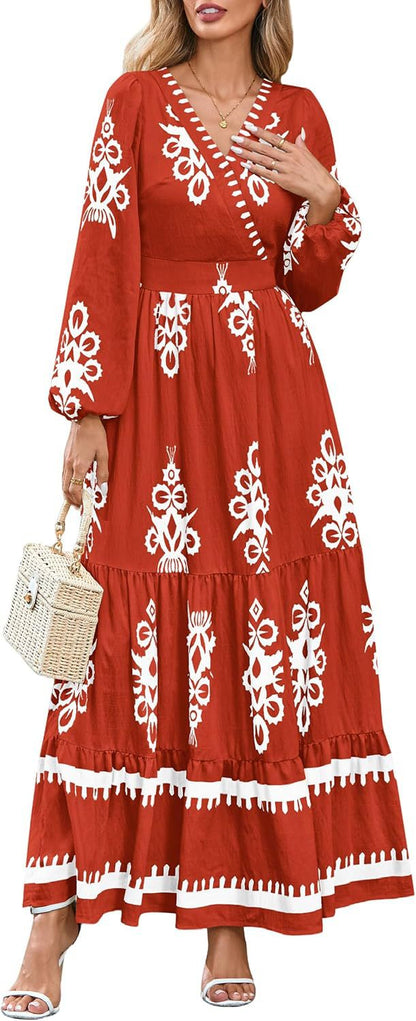 Bohemian Floral Long Sleeve Dress