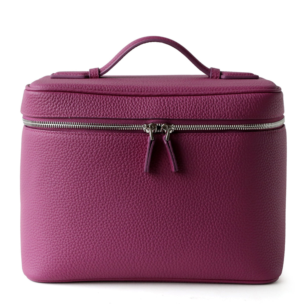 Large-capacity top-grain cowhide hand-held cosmetic bag for storage