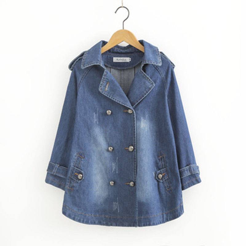 Womens Cape Denim Short Coat Loose Fit Lightweight Jacket