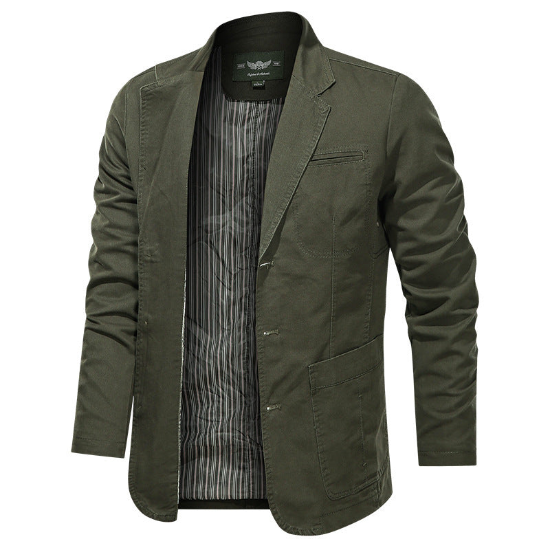 Men's Retro Solid Color Loose Fit Casual Business Jacket