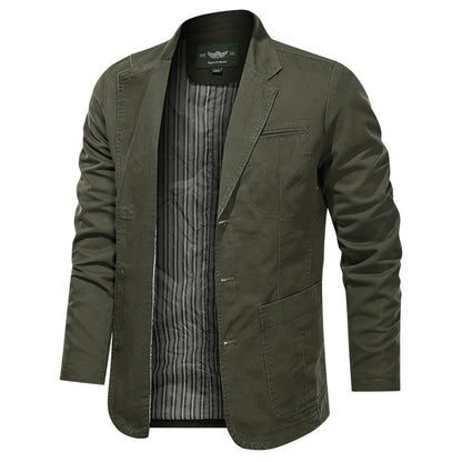 Men's Retro Solid Color Loose Fit Casual Business Jacket