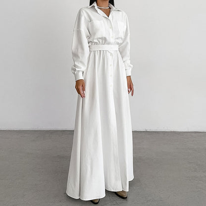 Elegante Franse overhemdjurk met knopen en ceintuur