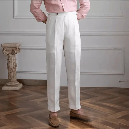 Men's Linen Straight High-Waisted Casual Pants