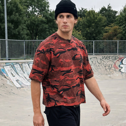 Men's Pure Cotton Camouflage Print Round Neck Short Sleeve Loose T-Shirt
