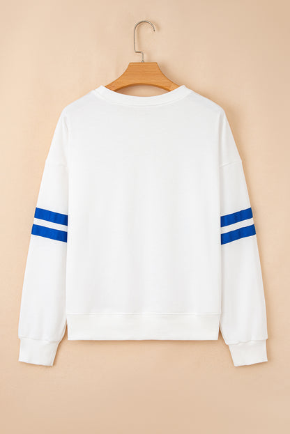 Preppy sweatshirt met strepen op de mouwen en een losse pasvorm