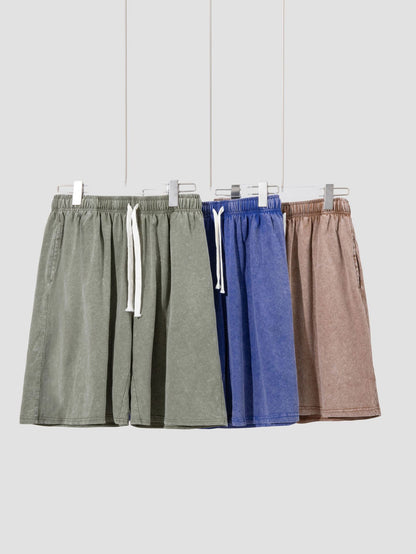 Men's Vintage Washed Cotton Shorts Set