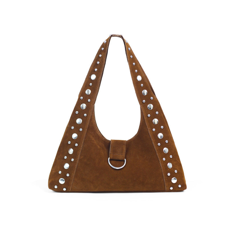 Women's Corduroy Studded Magnetic Clasp Underarm Bag
