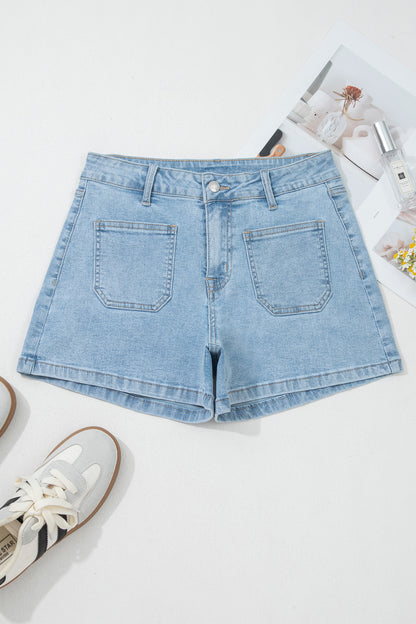 Myosotis High Rise Patch Pocket Denim Shorts
