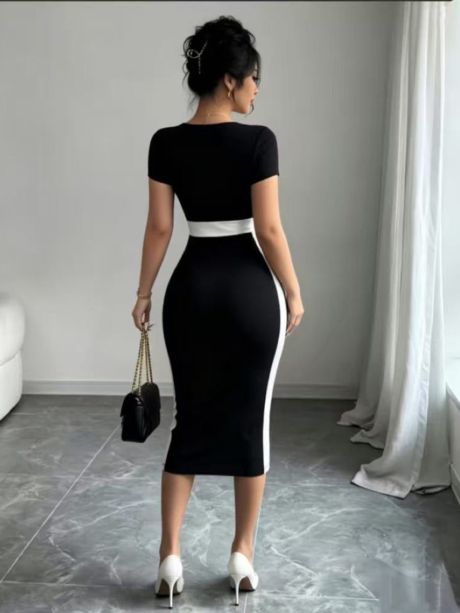 Bodycon Square Neck Cap Sleeve Dress