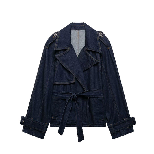Womens Denim Long Sleeve Windbreaker