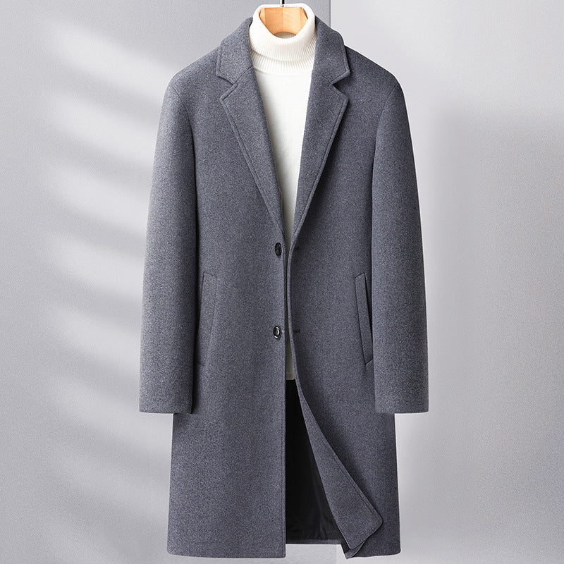 Mens Wool Blend Overcoat with Suit Collar