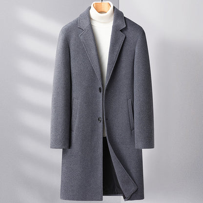 Mens Wool Blend Overcoat with Suit Collar