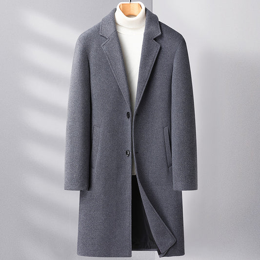 Mens Wool Blend Overcoat with Suit Collar