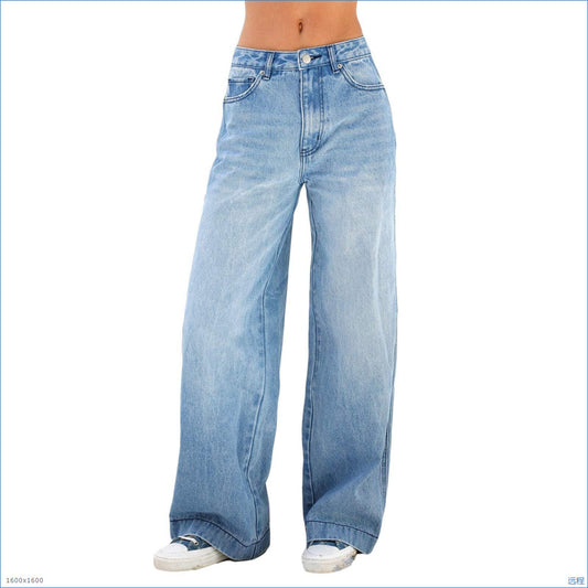 Damesjeans met hoge taille en rechte pijpen