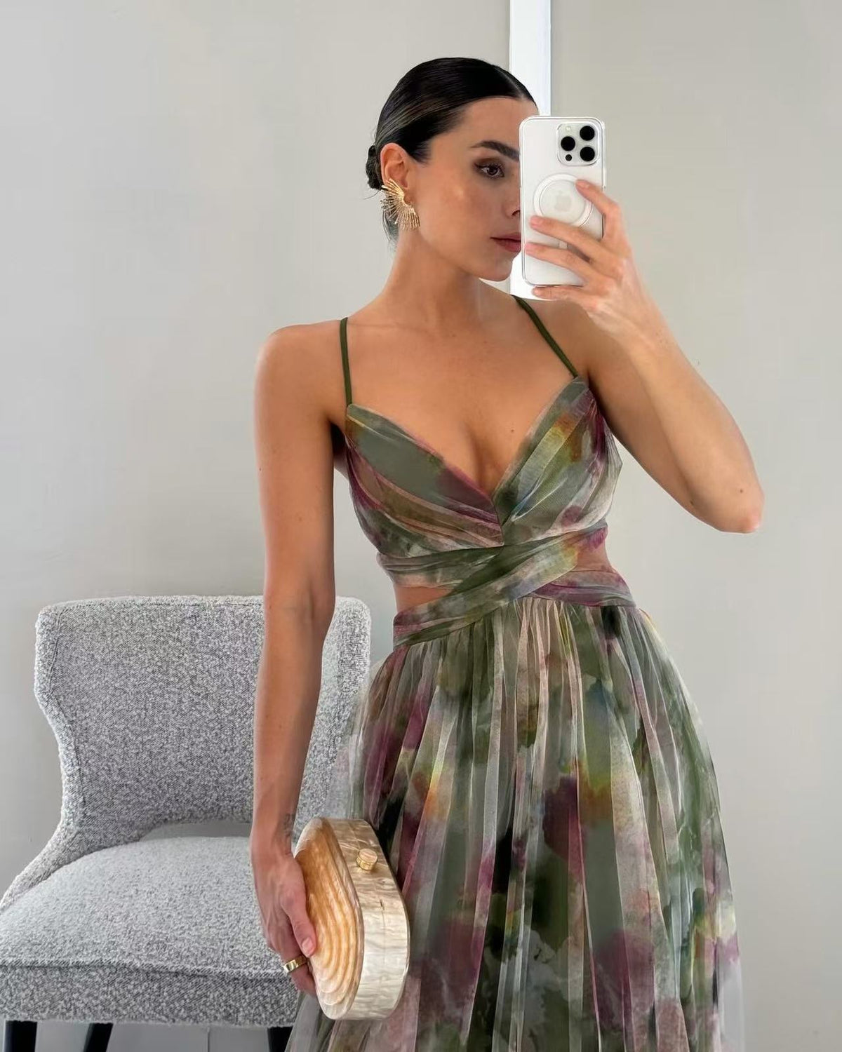 Floral Print Strappy Maxi Dress
