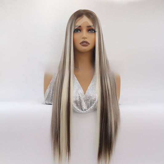 High Temperature Silk Front Lace Wig  Mixed Color Blend