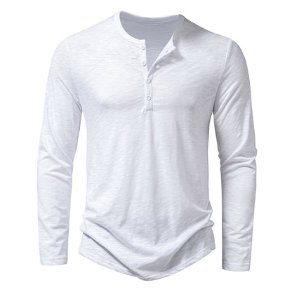 Mens Bamboo Cotton Henley Long Sleeve T-Shirt