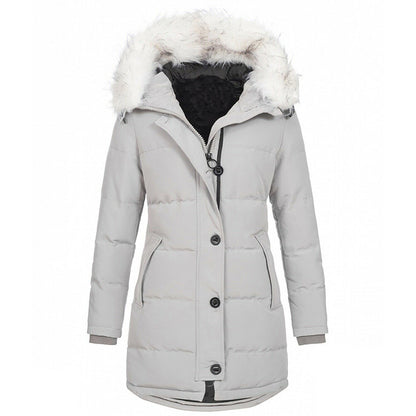 Womens Hooded Long Sleeve Warm Zipper Quilted Jacket