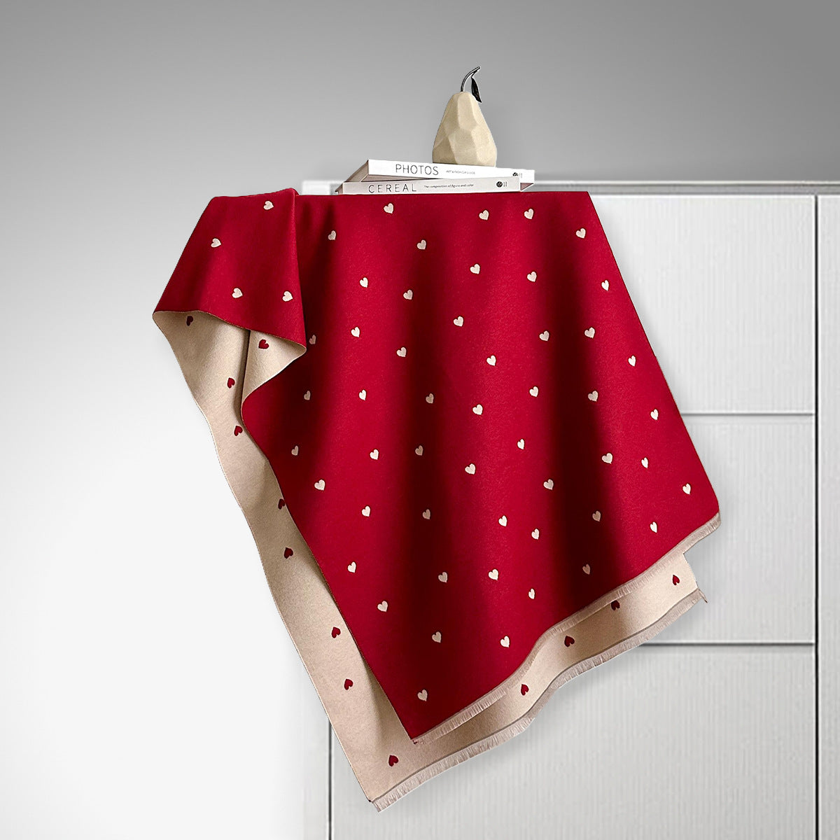 Double Sided Heart Pattern Womens Scarf