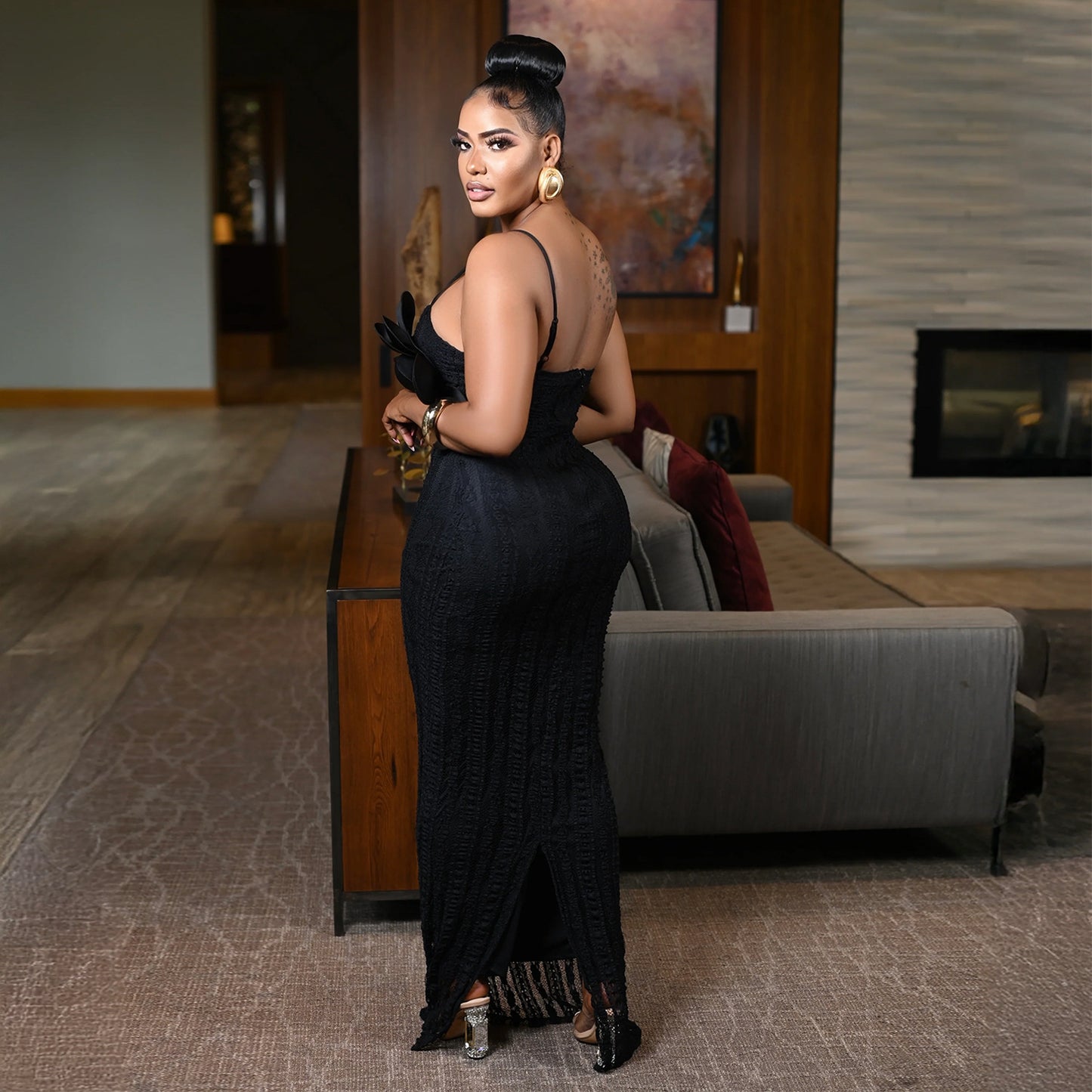 Amerikaanse dameskleding sexy kant corsage rugloze slingjurk