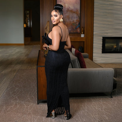 Amerikaanse dameskleding sexy kant corsage rugloze slingjurk