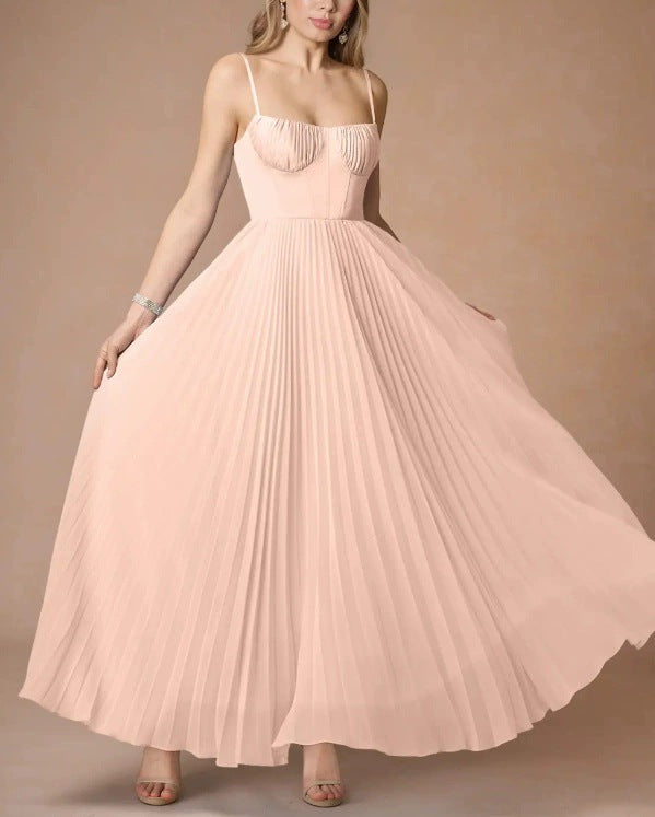 Women's Sleeveless Backless Deep V Neck Long Evening Dress