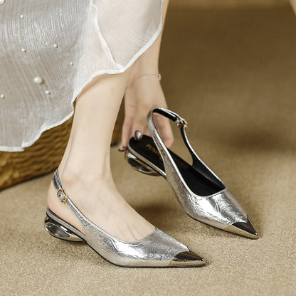 Chunky Heel High Heels for Women, Low-heeled backless sandals