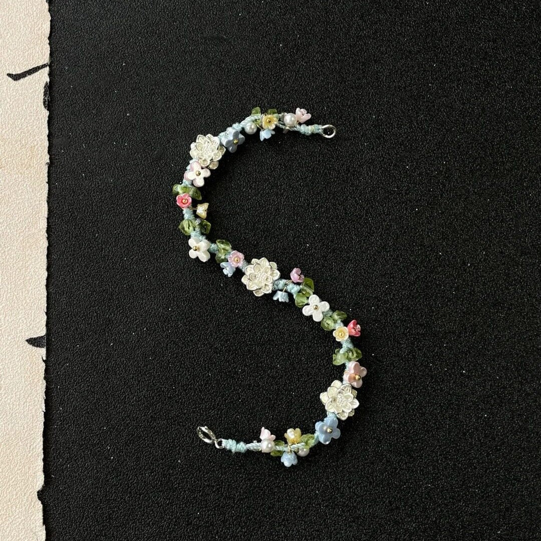 Designer Lotus Woven Silver Plated Bracelet