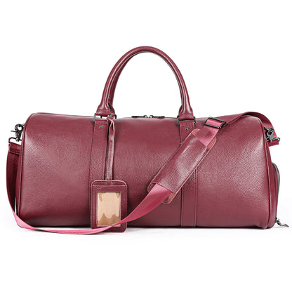 Men's Leather Travel Bag Large Capacity Cowhide Duffle Bag