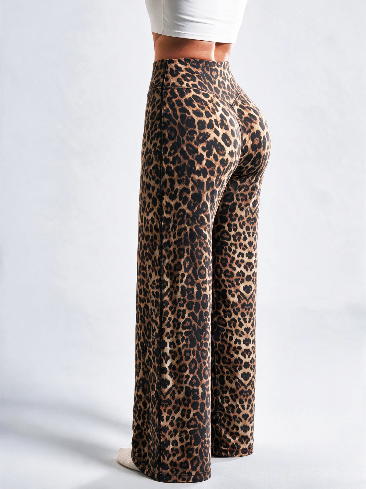 Women's Brushed Fabric High-Waisted Wide-Leg Yoga Running Pants