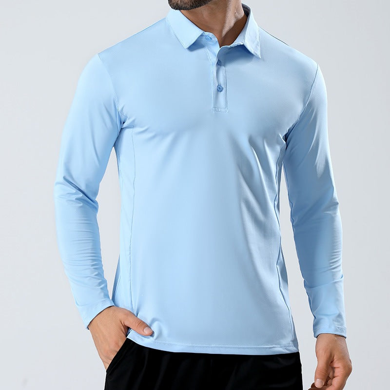 Mens Quick-Dry Long Sleeve Polo Shirt