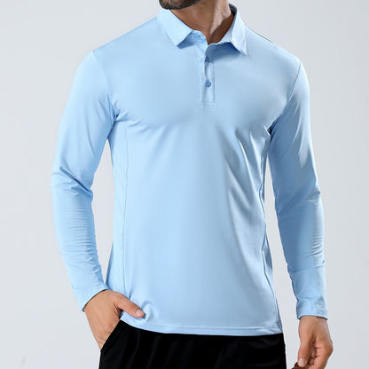 Mens Quick-Dry Long Sleeve Polo Shirt