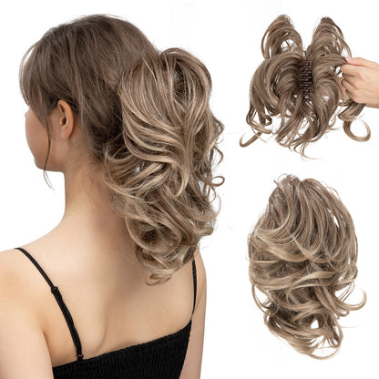 Short Synthetic Adjustable Fluffy Natural Grip Ponytail