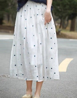 cotton and linen long skirt