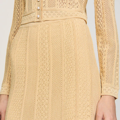 Women's long-sleeved knitted two-piece dress set