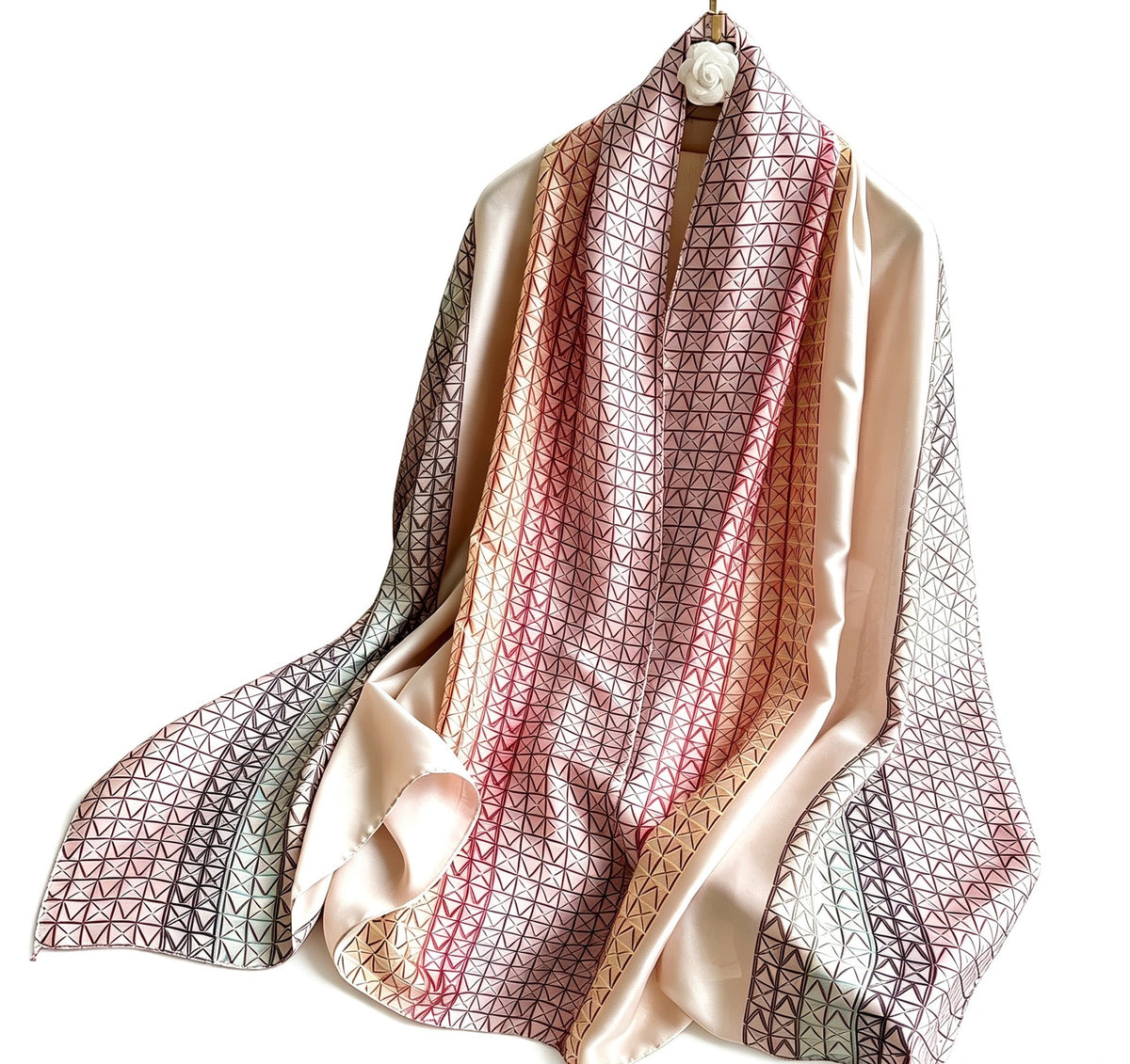 Women's Lijin Satin Scarf Floral Print Shawl