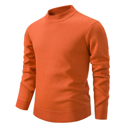 Men's Thickened Fleece-Lined Crew Neck Knit Sweater Autumn Winter