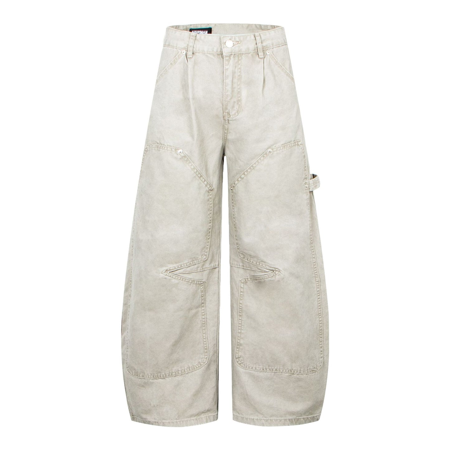 Katoenen cargobroek met wijde pijpen unisex