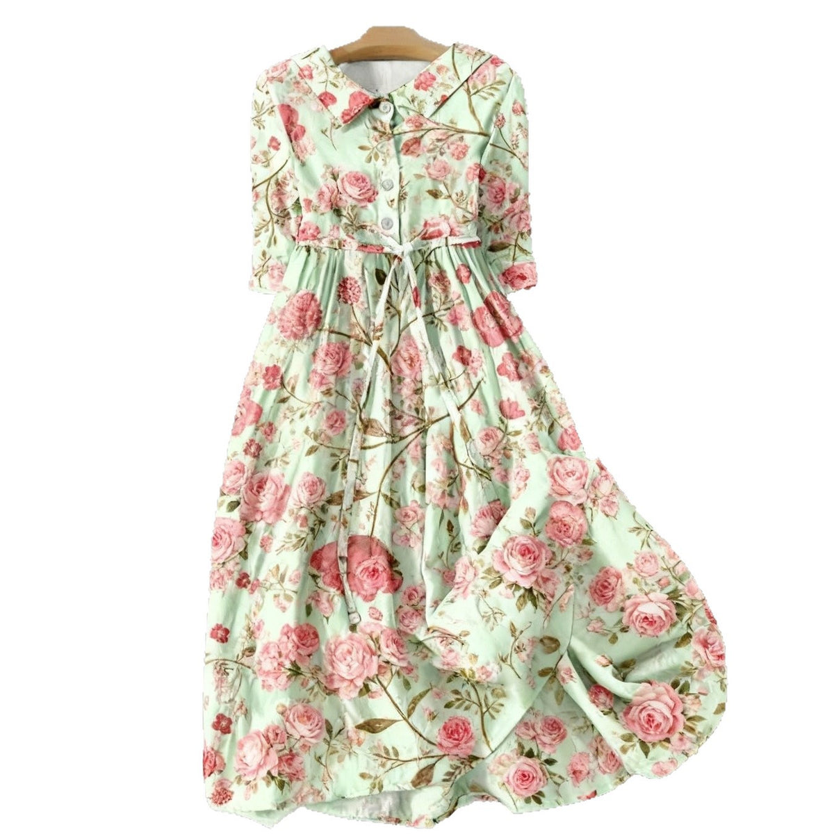 Elegant French Style Polyester Midi Dress