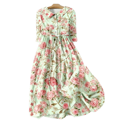Elegant French Style Polyester Midi Dress