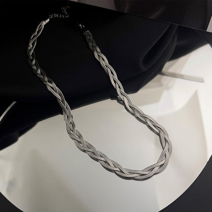 Titanium Steel Women's Three-Color Hand-Woven Clavicle Chain Necklace