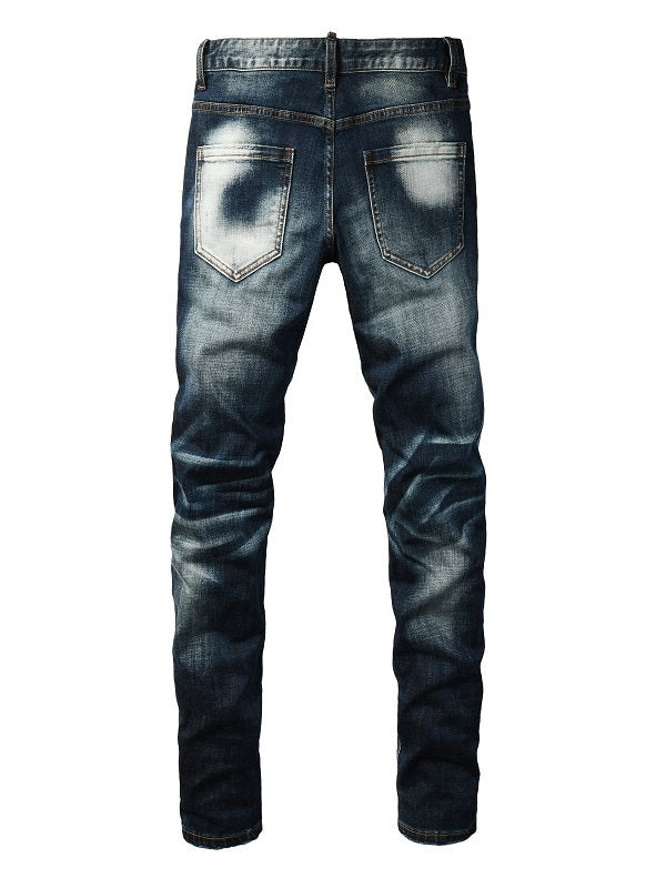 Washed slim fit denim jeans met smalle pijpen voor heren