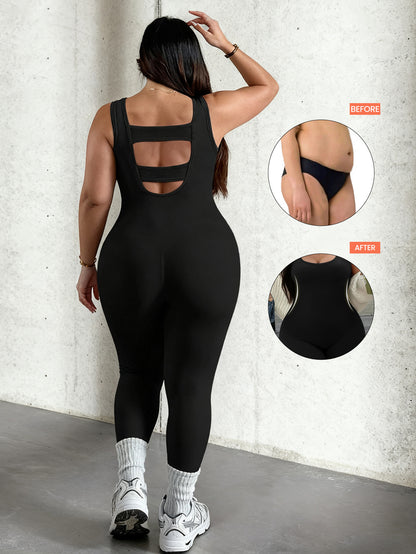 Plus size naadloze jumpsuit elastische sport- en fitnesskleding